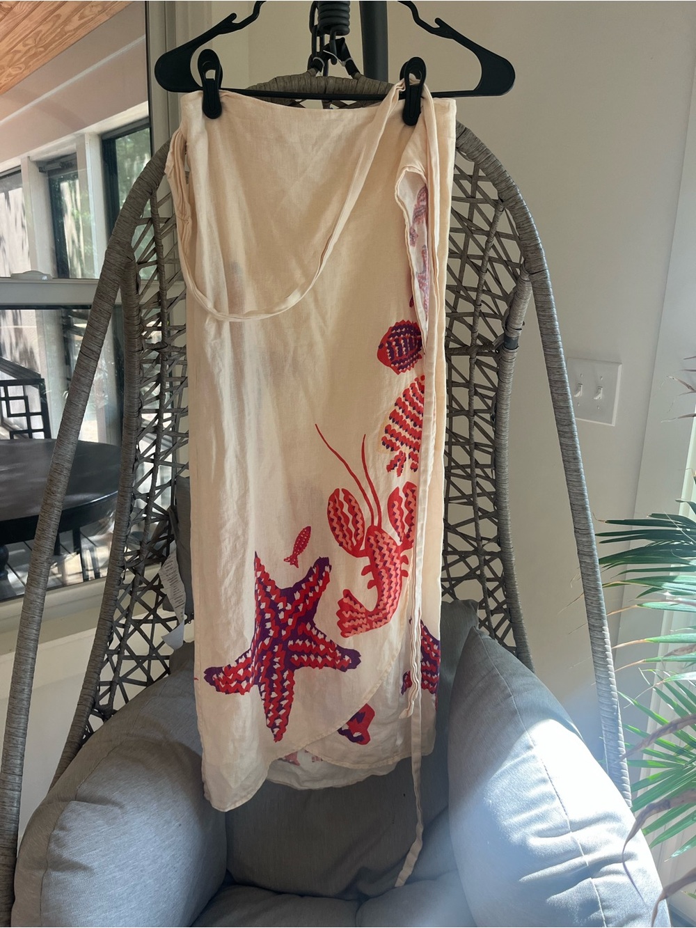 FARM Rio Cream Wrap Skirt with Pink and Purple Shell Print - Picture 6 of 7